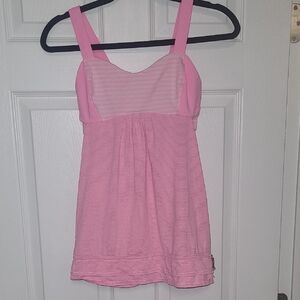 Lululemon Run:Back On Track Tank Size 6Pink ShellClassic Stripe White Pink Shell